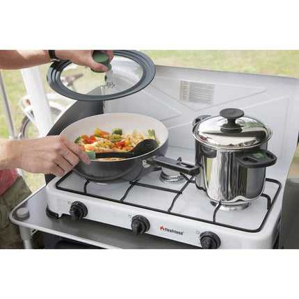 Bo-Camp Wok Pan Sprint Removable Handle Blk/White Dia 24cm