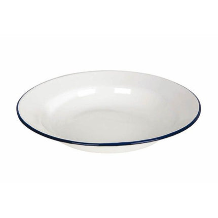 Bo-Camp Plate Enamel Dia 24cm White/Blue