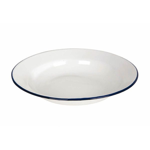 Bo-Camp Plate Enamel Dia 24cm White/Blue