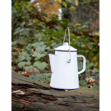 Bo-Camp Tea Kettle Enamel White/Blue 1.6L