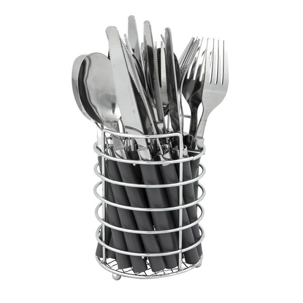 Bo-Camp Cutlery Set with Basket 24 Pieces 6 Persons