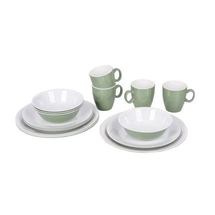 Bo-Camp Tableware Two-Tone Melamine 16 Pieces Green/White