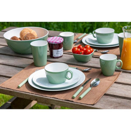 Bo-Camp Tableware Two-Tone Melamine 16 Pieces Green/White