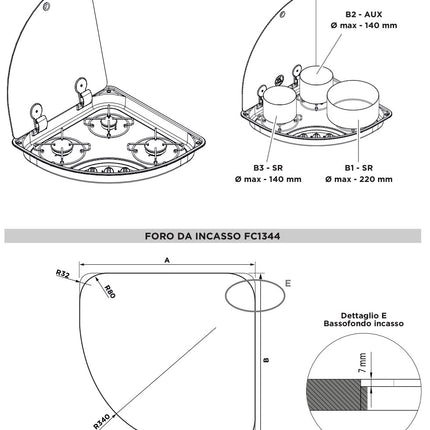 CAN SS Triangle Hob Unit with Lid & Seal (3 Burner, 12V Ign., Right)