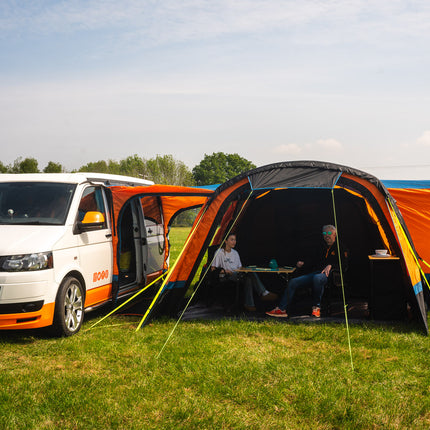 Side view of OLPRO Cocoon Breeze V2 campervan inflatable awning