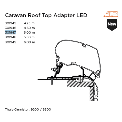 Thule Roof Top Adapter (LED) For Caravan