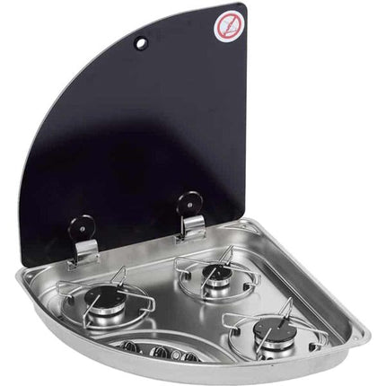 CAN SS Triangle Hob Unit with Lid & Seal (3 Burner, 12V Ign., Right)