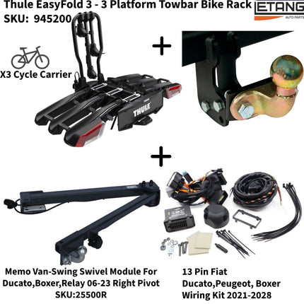 Thule easyfold 3 + Memo Van swing Bicycle Rack Ducato Boxer Jumper