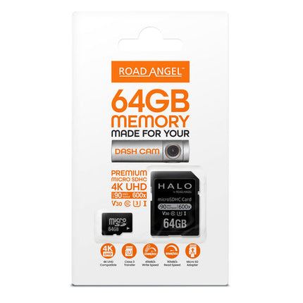 Road Angel 64GB MicroSD Card - Automotive Grade, Made for Halo Dash Cams