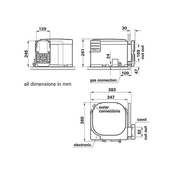 Truma Ultrastore Rapide 10L Gas & Electric Boiler Standard Fittings