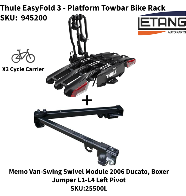 Thule easyfold 3 + Memo Van swing Bicycle Rack Ducato Boxer Jumper