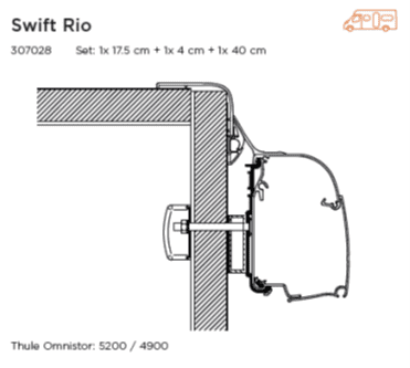 Awning Adapter for Swift Rio, Escape Compact & Select Compact
Use with 4200 or 5200 awning
