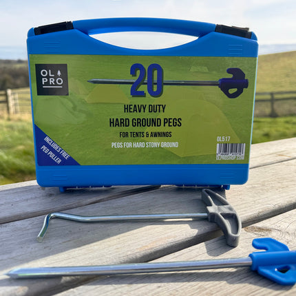Case of 20 Hard Ground Pegs and Peg Puller