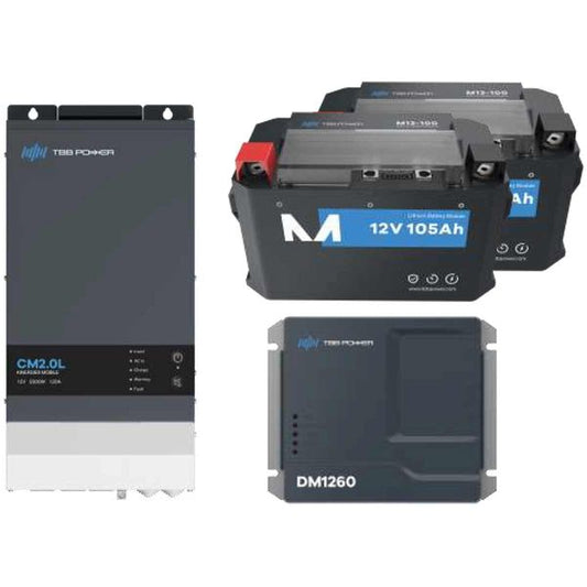 TBB Power M12 Inverter Pack (2000W / 60A DC-DC / 2 x 105AH Batteries)