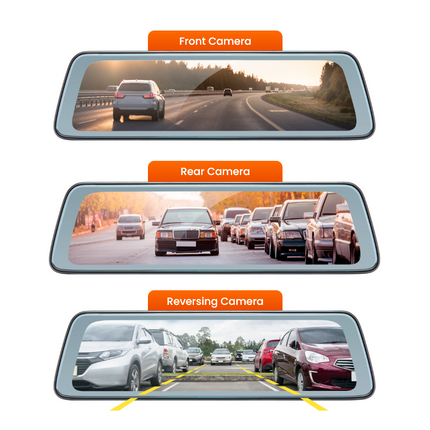 Road Angel Halo View Rear View 2 Mirror and Dash Cam with 10" Touch Screen & Dual Parking Mode - USB Type C