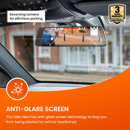 Road Angel Halo View Rear View 2 Mirror and Dash Cam with 10" Touch Screen & Dual Parking Mode - USB Type C