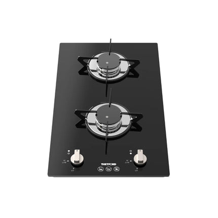 Topline 922 domino gas hob with 2 burners & strong glass countertop