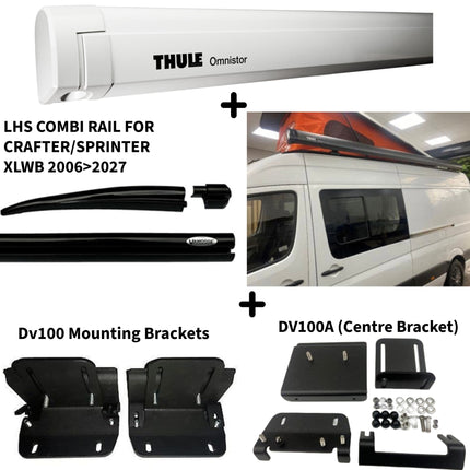 Collection of Thule vehicle roof rack components for a van on a white background.