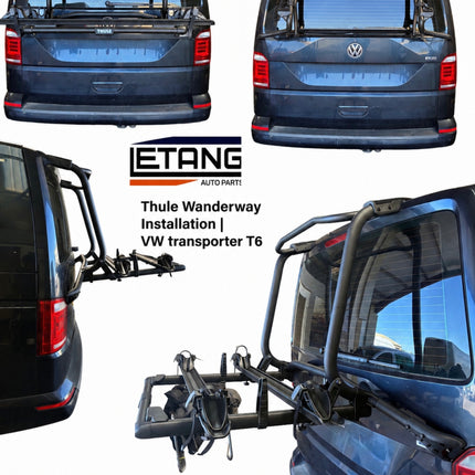 VW transporter T6 with Thule Wanderway bike rack installation.
