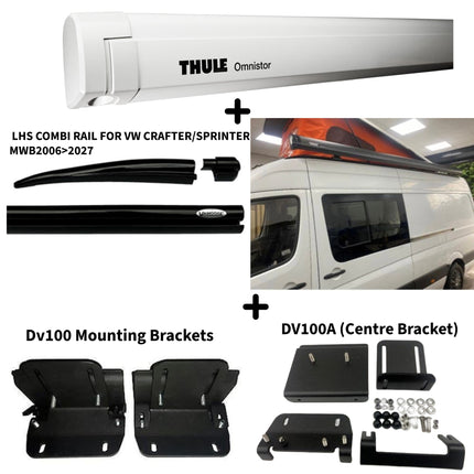 Collection of Thule roof rack components for a van on a white background