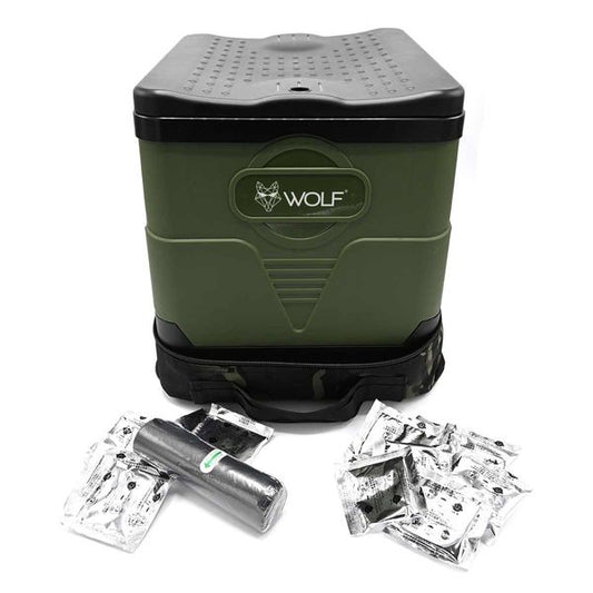 Wolf Outdoors Collapsable Toilet with Waste Bags and Odour Sachets