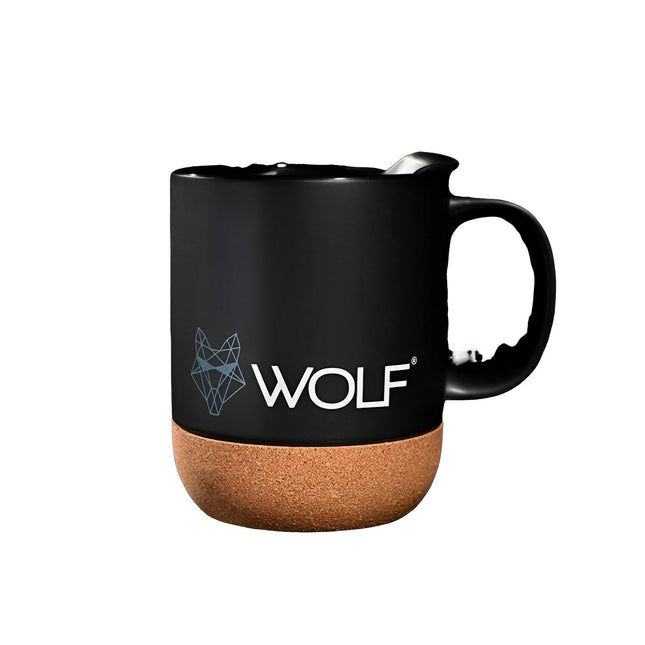 Wolf Outdoors Ceramic Mug with Lid and Cork Base Black