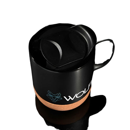 Wolf Outdoors Ceramic Mug with Lid and Cork Base Black