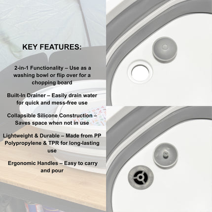 OLPRO Collapsible Silicone Folding Bowl with Cutting Board