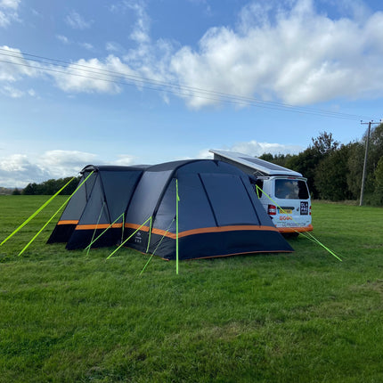 OLPRO Cocoon Breeze V2 inflatable campervan awning front view
