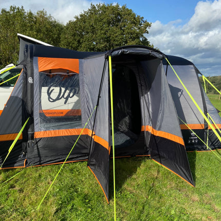 OLPRO Cocoon Breeze V2 inflatable campervan awning front view
