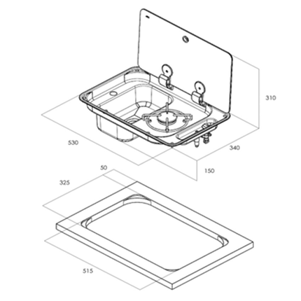 Can 'Randi' 1 Burner combi unit- RH Sink