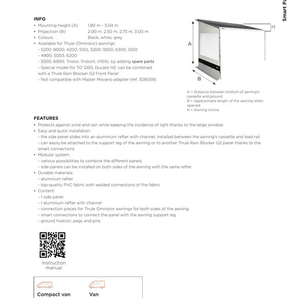 Thule Rain Blocker G2 Side Panel | Wind & Rain Protection for Awnings