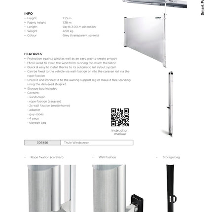 Thule Windscreen Height 1.55m Projection 3.00m