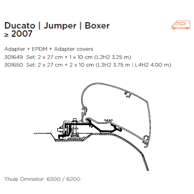 Thule 6300 Awning Adaptor Sets For Ducato l Boxer l Relay 2007>