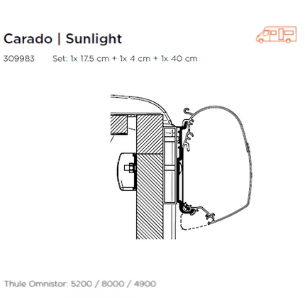 Thule Omnister  Wall Mounting Awning Adapters Carado / Dethleffs  Globebus
