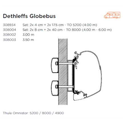Thule Omnister  Wall Mounting Awning Adapters Carado / Dethleffs  Globebus