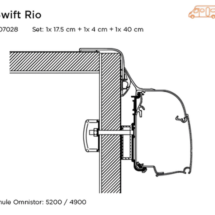 Awning Adapter for Swift Rio, Escape Compact & Select Compact
Use with 4200 or 5200 awning