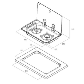 2 Burner Hob With Glass Lid, Piezo Ignition CAN FC1336 - Letang Auto Electrical Vehicle Parts