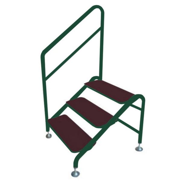Free-Standing 3 Tread Step Green