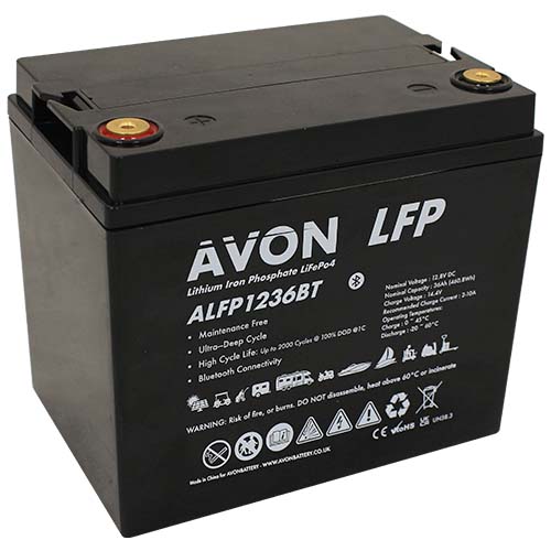 Avon Lithium Lifep04 Battery Battery 12V 36AH Bluetooth ALFP1236BT - Letang Auto Electrical Vehicle Parts