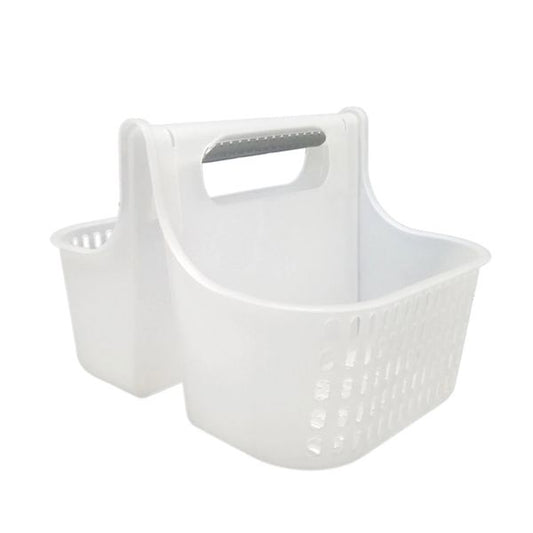 Bath & Shower Carry Caddy White Plastic Double Compartment