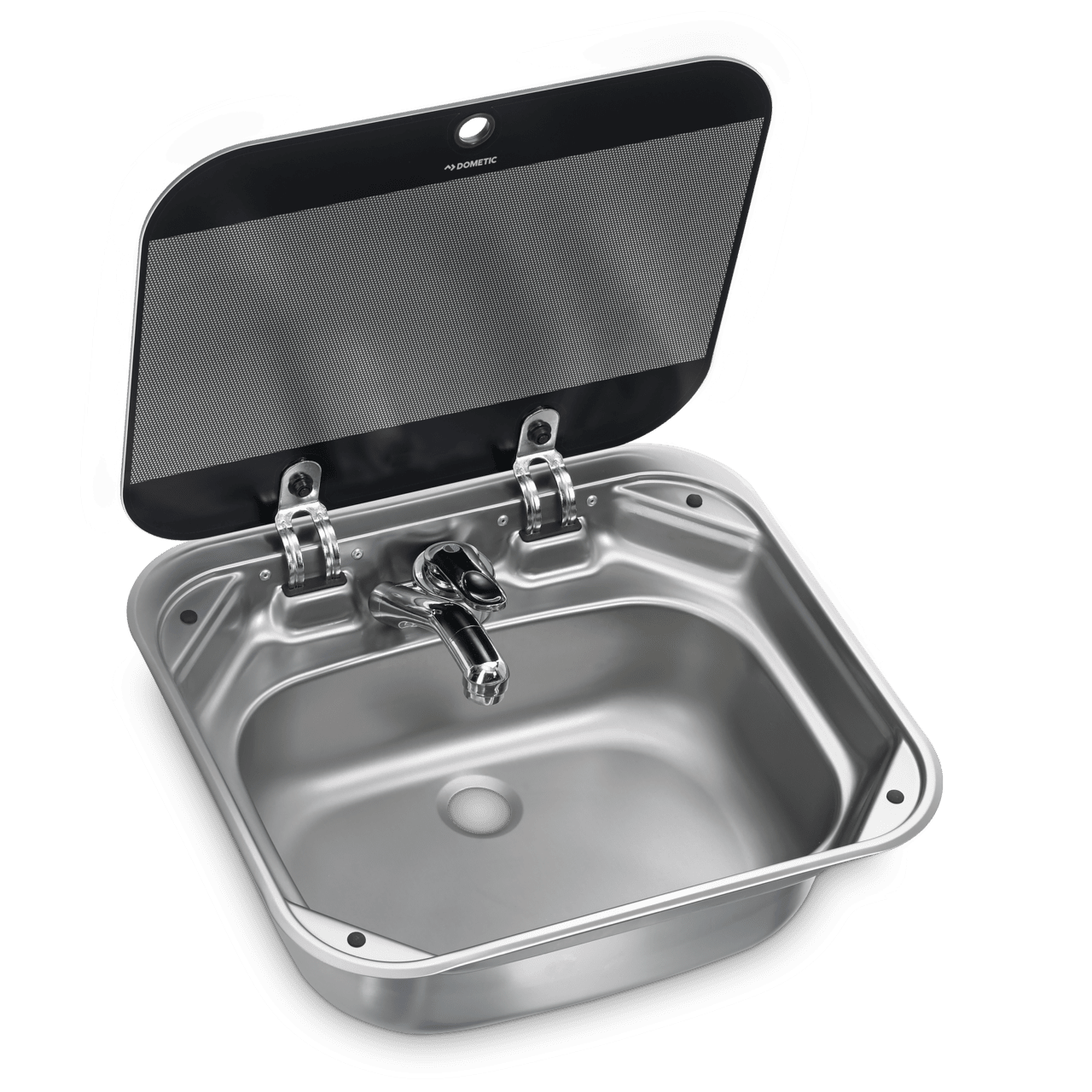 Dometic Square Stainless Steel Sink with Glass Lid Sink (146.5 x 420 x 370mm).