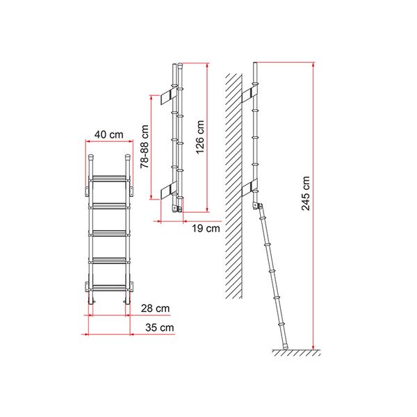 Fiamma Deluxe 5D Folding Ladder (35cm Wide) - Letang Auto Electrical Vehicle Parts