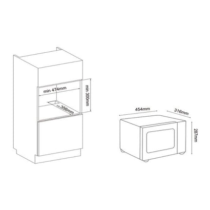 Flatbed Microwave 20L in Black 700W 230V - Letang Auto Electrical Vehicle Parts