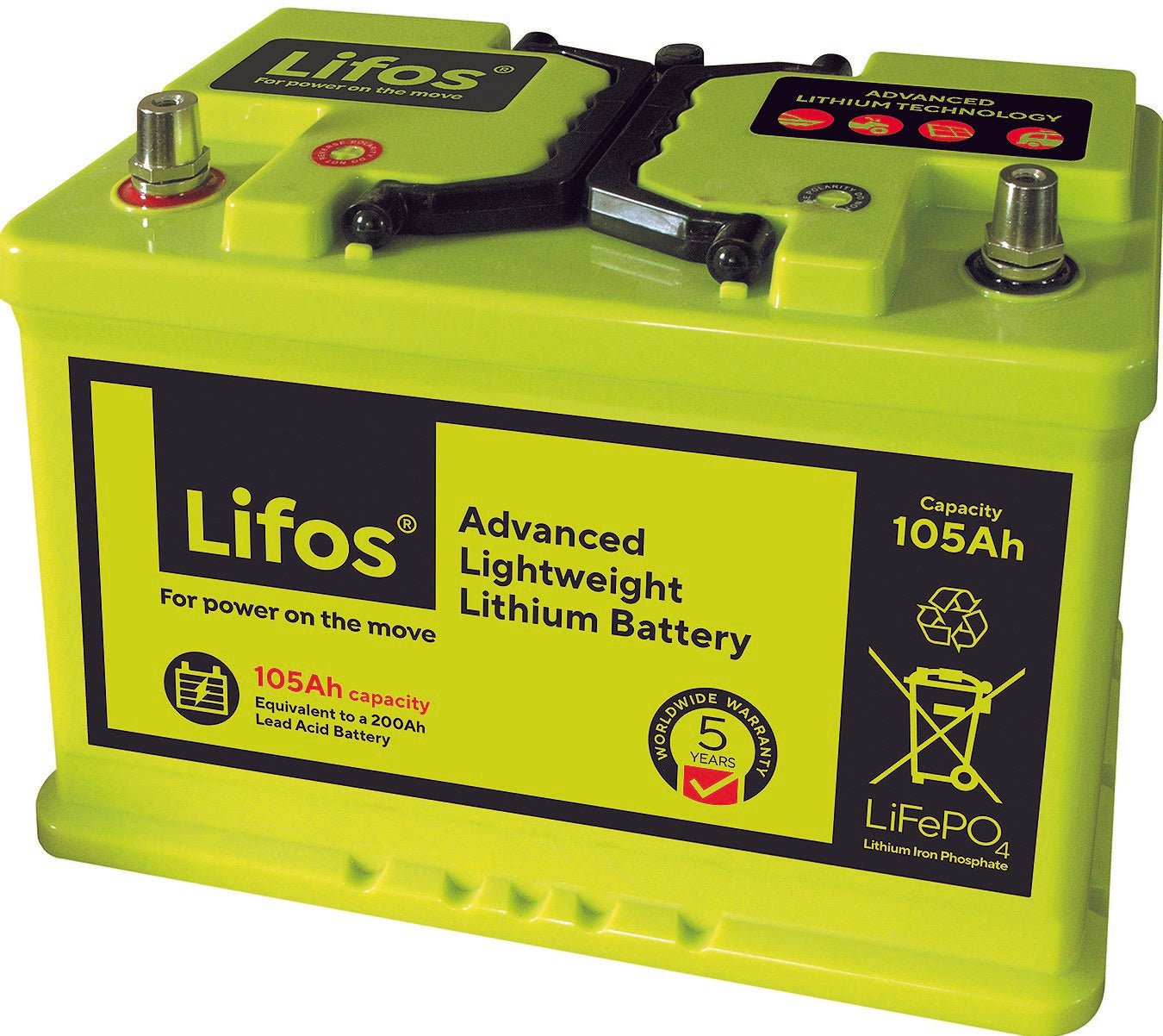 Lifos 105 Lithium Leisure Battery Advanced Lightweight 105AH LB0105 ...