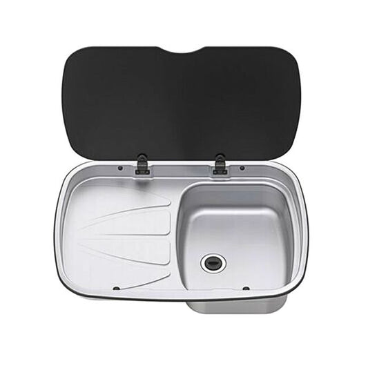 Thetford Argent Sink & Left Hand Drainer with Black Glass Lid - Letang Auto Electrical Vehicle Parts