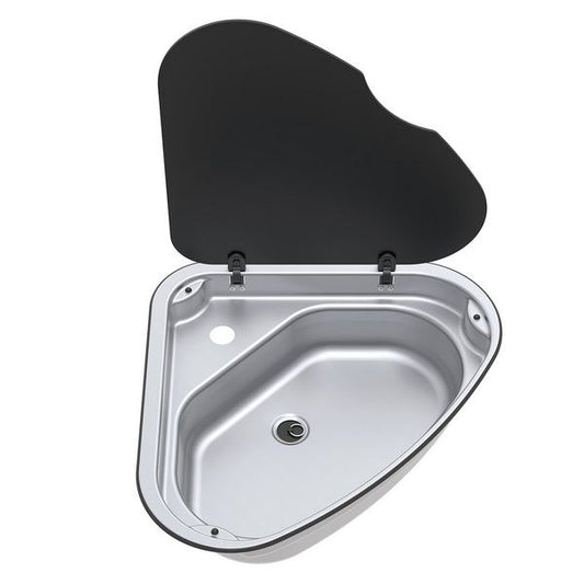 Thetford Series 33 Triangular LH Sink with Glass Lid 480mm - Letang Auto Electrical Vehicle Parts