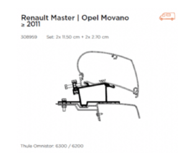 THULE Adapter set for Renault Master | Vauxhall Movano Adapter 2011> - Letang Auto Electrical Vehicle Parts
