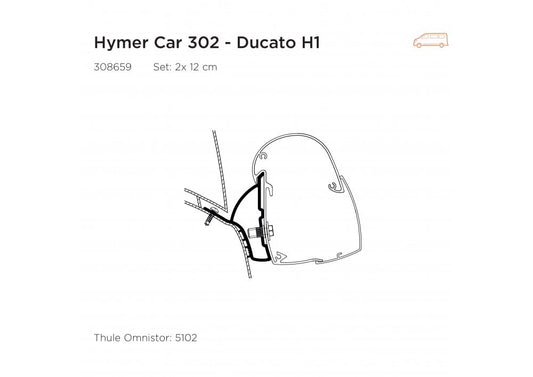 Thule Omnistor Awning Adapter For 5102 - Hymer Car 302 - Ducato L1/H1 (Set: 2x 12cm) - Letang Auto Electrical Vehicle Parts