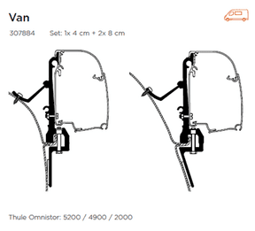 Thule Omnistor Awning Adapter For Van (Set: 1x 4cm + 2x 8cm) - Letang Auto Electrical Vehicle Parts